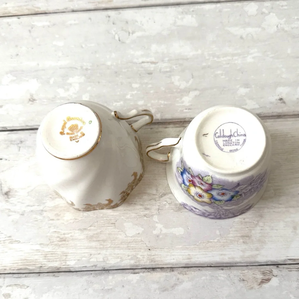 Fine China English Tea Cups Teacups Set of 2 Royal Faunton Coldough China